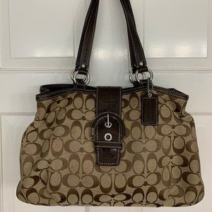 Coach Brown/Beige Hobo Shoulder Bag Purse